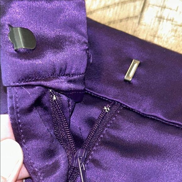 Jason Wu Polished Purple Satin Pants with Chic Split Wide Leg hem. - Picture 14 of 17